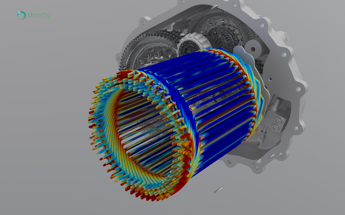 Rendered image showing the time-averaged coverage rate on the winding, with the fluid hidden for visualization.